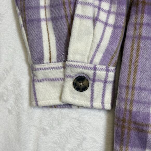 Forever 21 Plus Shacket Womens Size 2X Purple Brushed Plaid Wool Blend Jacket - Picture 4 of 11